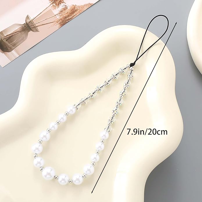 Beaded Phone Charm Lanyard Strap Girly Style Fixed Beads Pearl Lanyards - Image 5