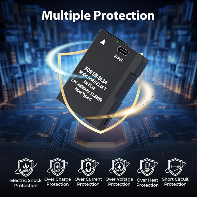 LP EN-EL14 EN-EL14a Battery 1600mAh 2-Pack - Image 3