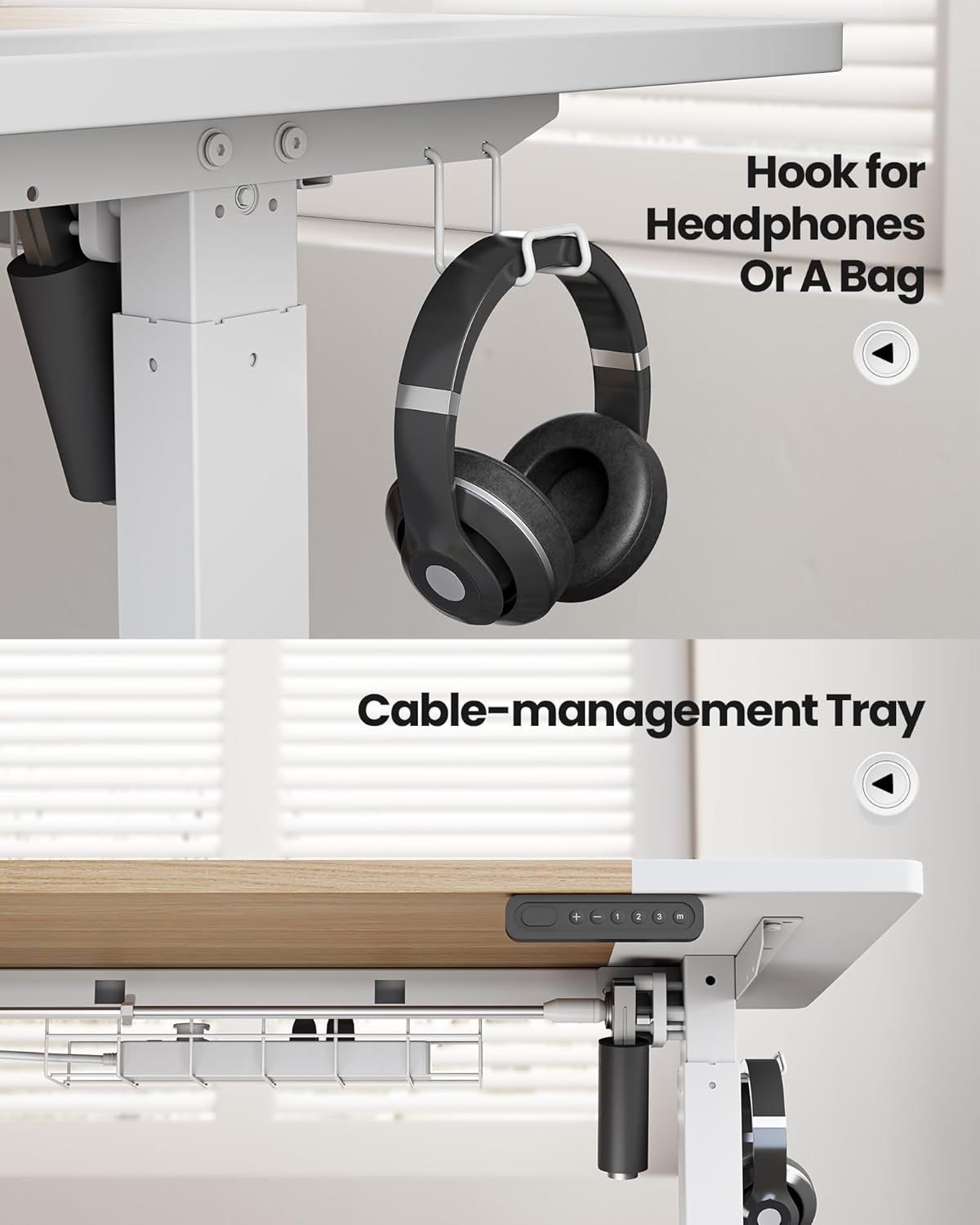 SIAGO Electric Standing Desk Adjustable - 48 x 24 Inch Sit Stand up Desk with Cable Management - 3 Memory Preset Adjustable Height Table