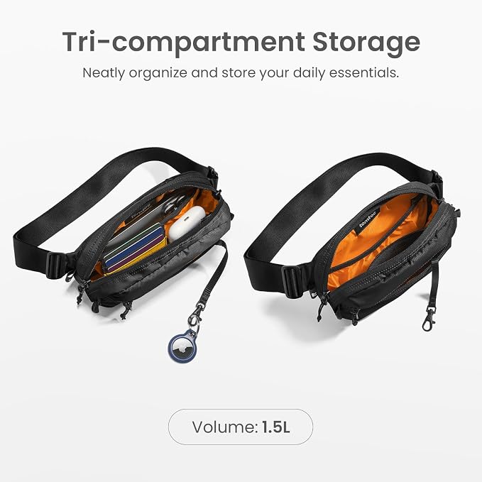 tomtoc 1.5L Sling Bag with RFID Blocking, Crossbody Bag Minimalist Chest - Image 3