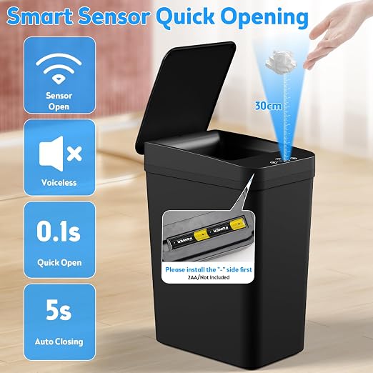 Bathroom Trash Can with Lid, KOEYLE 2 Pack 2.2 Gallon Automatic Touchless - Image 8