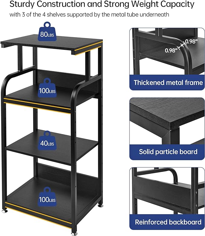 Fannova Printer Stand with Adjustable Shelf, 4 Tier Large Tall Printer Table - Image 5