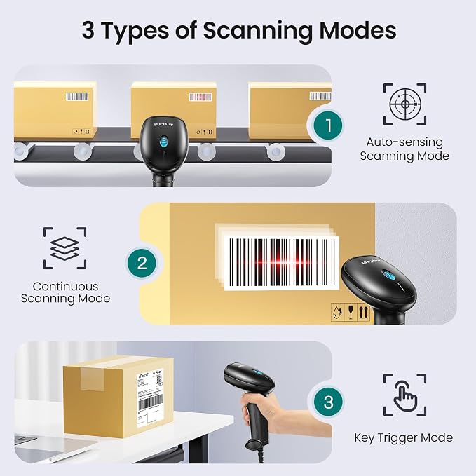 Barcode Scanner with Stand: USB Wired Inventory 2D 1D QR Code Scanner, - Image 4
