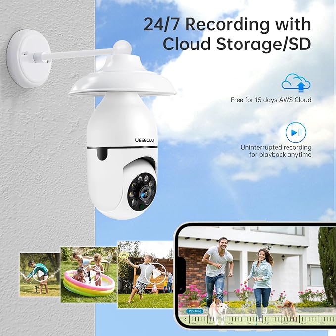 WESECUU 3K Light Bulb Security Camera -5G& 2.4GHz WiFi Security Cameras - Image 7