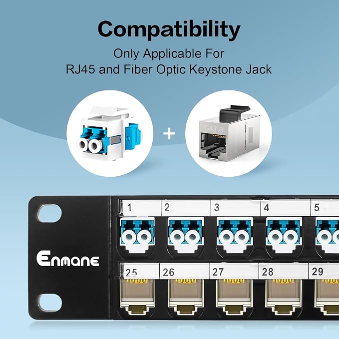 48Port Blank Keystone Patch Panel Rackmount&Wall Mount 1U 19-inch Network - Image 2