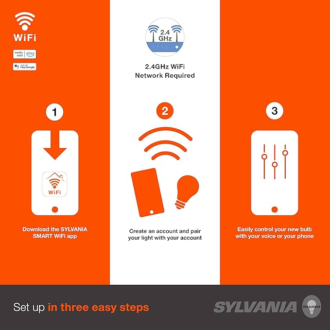 SYLVANIA Wifi LED Smart Light Bulb, Soft White, Compatible - Image 2