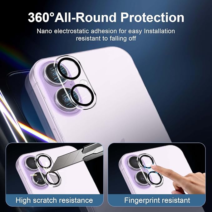 NEW'C 3x Screen Protector for iPhone 17+ 3x Camera Lens Protector, Sensor - Image 4