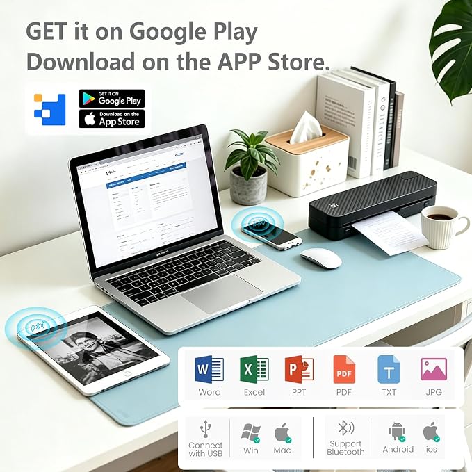 Portable Printer for Travel Bluetooth, Inkless Travel Printer, supports thermal - Image 6