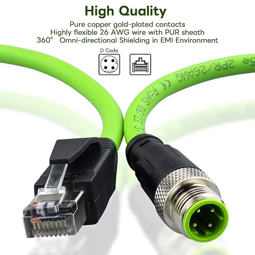 M12 to RJ45 Industrial Ethernet Cable，Automation Systems Interconnect M12 4 Pin - Image 2