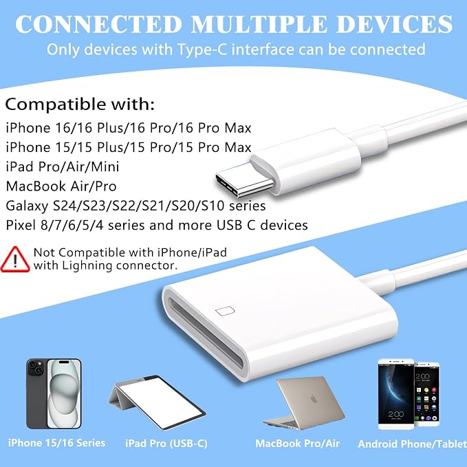 iPhone SD Card Reader USB C, Digital Camera Adapter iPhone 17, Trail Camera SD - Image 5