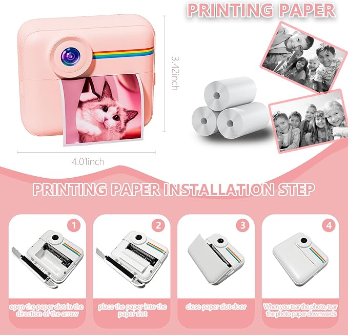 Kids Camera Instant Print with Color Printing Paper and Protective Case 32GB - Image 6
