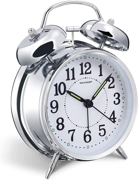Peakeep 4 inches Twin Bell Loud Alarm Clock by PEAKEEP