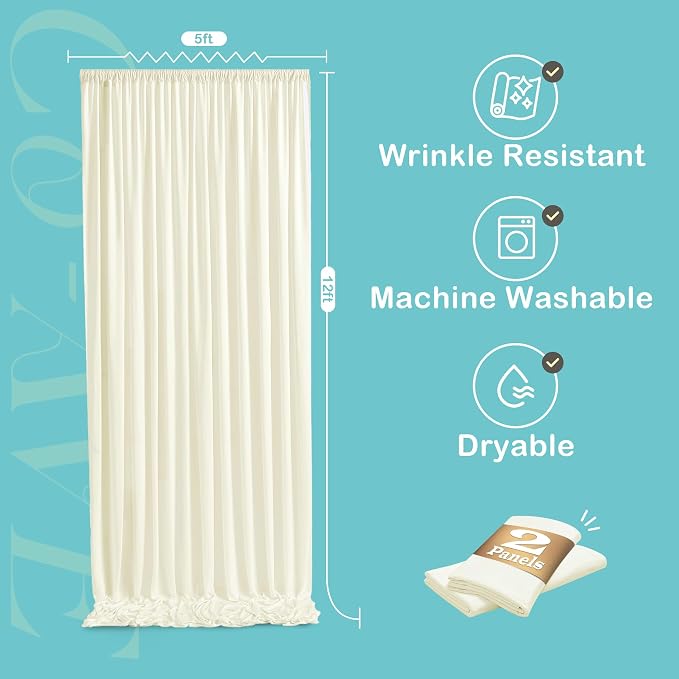 12ft x 10ft Ivory Backdrop Curtains - Image 9