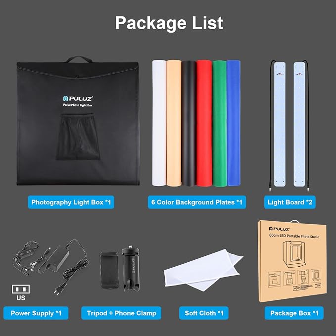 PULUZ Light Box 24x24in, Portable Photo Studio Light Box - Image 8