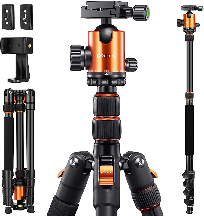 82" Tall Camera Tripod Heavy Duty, Victiv Aluminum DSLR Tripod Monopod by Victiv