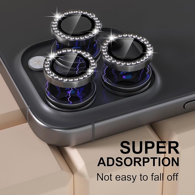Misea Compatible for iPhone 16 Pro/iPhone 16 Pro Max Camera Lens Protector Bling - Image 6