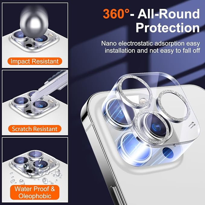 UniqueMe 3 Pack Compatible for iPhone 14 Pro Max/iPhone 14 Pro Camera Lens - Image 3