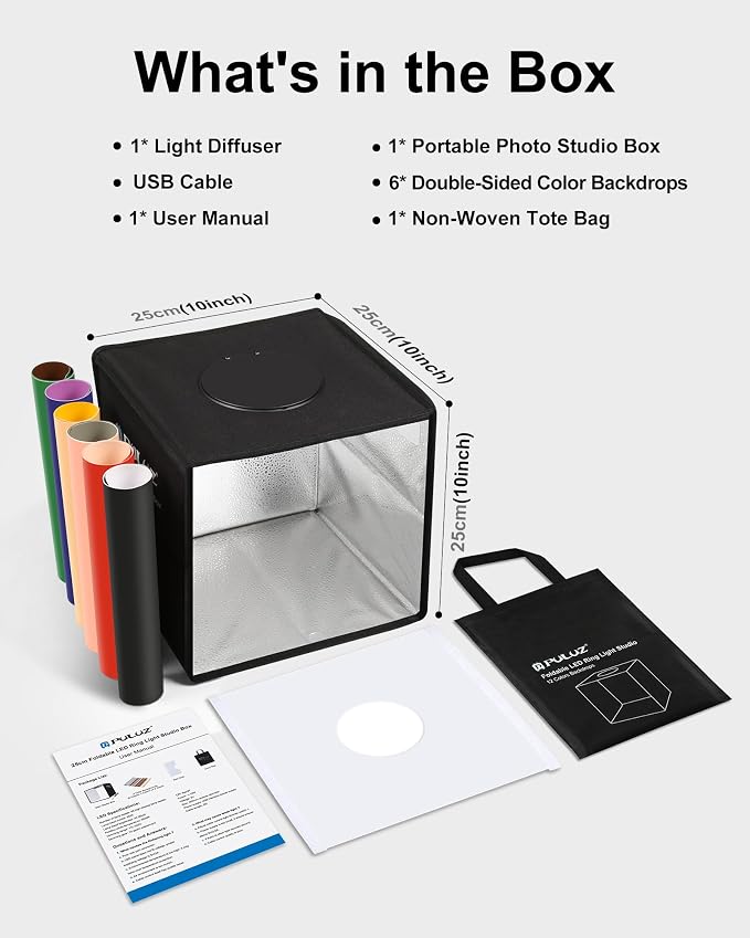 PULUZ Mini Photo Studio Light Box, Photo Shooting Tent kit, Portable Folding - Image 7