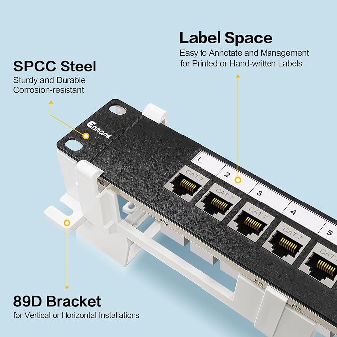 8 Port Patch Panel CAT7 Keystone Coupler Shielded Wall Mount 10inch - Image 2