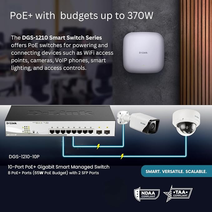 D-Link 10-Port Gigabit Smart Managed PoE+ Switch | 8 PoE+ Ports + 2 SFP Ports | - Image 3