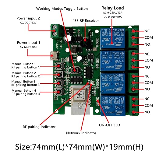 Jane Eyre 4 Channel Tuya Zigbee Smart Switch, Jog/Self-Locking/Interlock Relay - Image 3