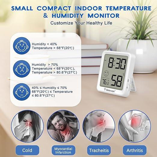 Geevon 2 Pack Mini Digital Hygrometer Gauge Indoor Thermometer - Image 3