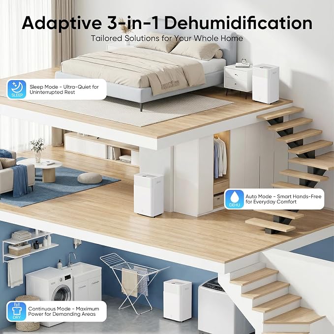HUMILABS 52 Pints Dehumidifier for Home, 4500 Sq. Ft Dehumidifier for Basement - Image 4