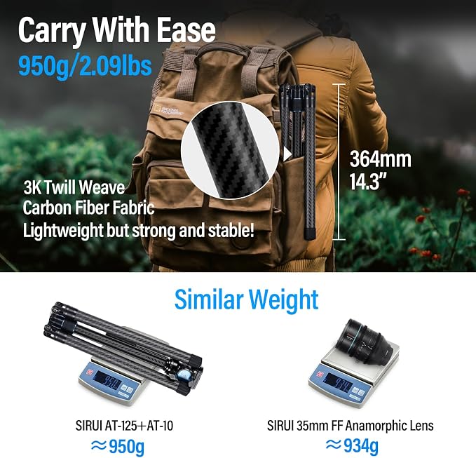 SIRUI Carbon Fiber Tripod Lightweight 2lbs - Image 7