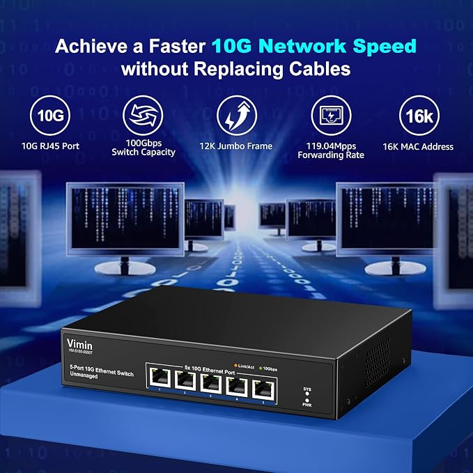5 Port 10G Ethernet Switch, 10Gbe Network Switch - Image 2
