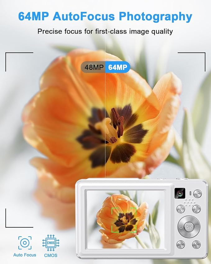 4K Digital Camera, 64MP Autofocus Point and Shoot Camera - Image 2