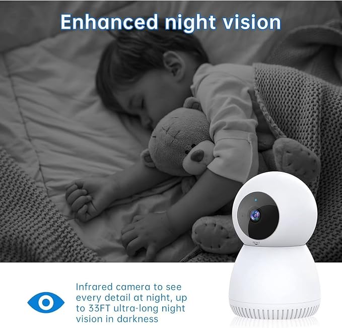 Indoor Security Camera 5G& 2.4GHz WiFi, Pan/Tilt Baby Camera - Image 2