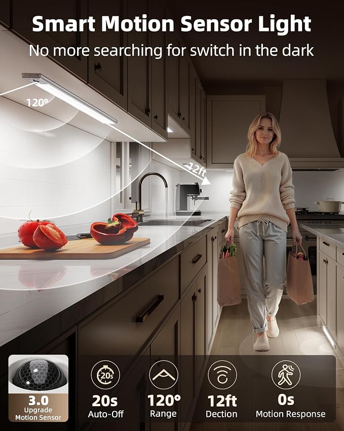 EZVALO 5-Pack Under Cabinet Lighting, 4000mAh Rechargeable Motion Sensor Light - Image 3