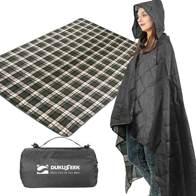 DUKUSEEK Waterproof Stadium Blanket, Hooded Outdoor Blankets Waterproof by DUKUSEEK