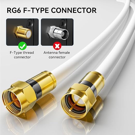 RG6 Coaxial Cable, 3FT 6FT 10FT 15FT 25FT 50FT 100FT Coax Cable Cord - Image 2