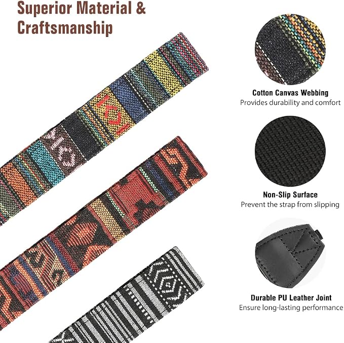 MoKo Camera Strap, Retro Cotton Canvas Woven Strap Universal Shoulder Neck - Image 3
