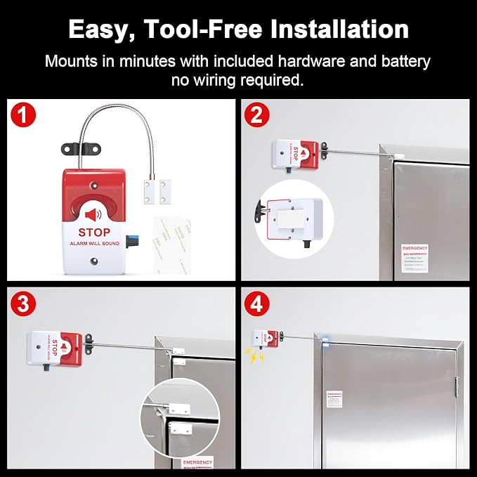 Exit Door Alarm with 110dB Siren, Emergency Exit Security Device, Easy - Image 3