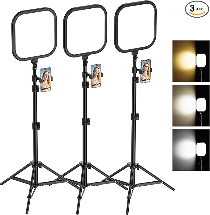 ALTSON 3 Pack LED Video Panel Light, 2500-8500K Dimmable Studio Lights by ALTSON