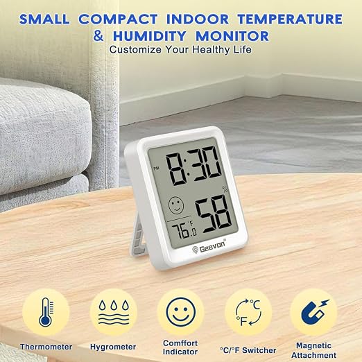 Geevon 2 Pack Mini Digital Hygrometer Gauge Indoor Thermometer - Image 2