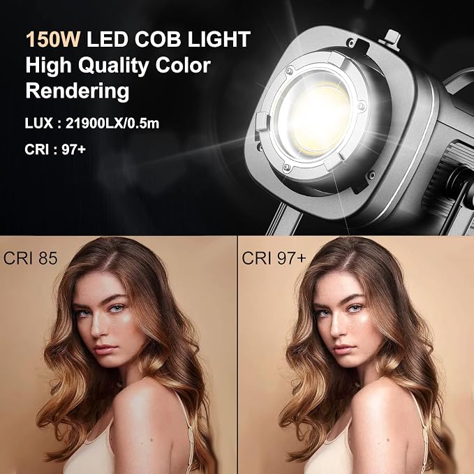 GVM 150W Video Light Kit, 2700K-7500K Continuous Lighting - Image 3