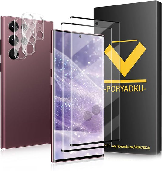 V-PORYADKU 2 Pack for Samsung Galaxy S22 Ultra Screen Protector + 2 Pack Camera by PORYADKU