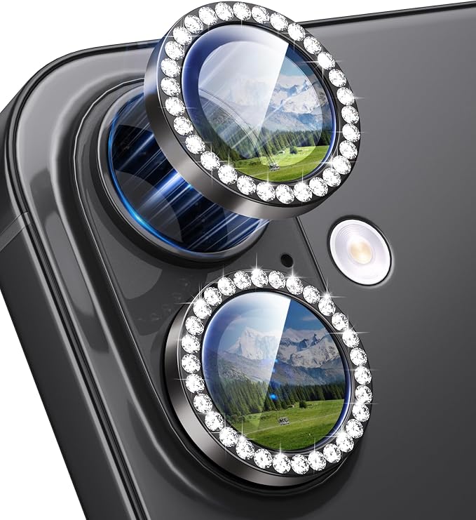 for iPhone 17 Camera Lens Protector Bling, Individual Diamond Metal Ring by Xfilm