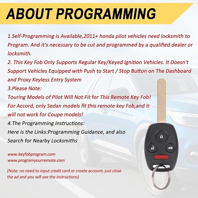 Vurkcy Key Fob Replacement for 2003-2007 Honda Accord Car Keyless Entry Remote - Image 3