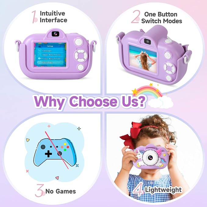 Kids Camera Toddler Toys for Girls Boys, YEEHAO 32MP Dual Lens Digital Camera - Image 2