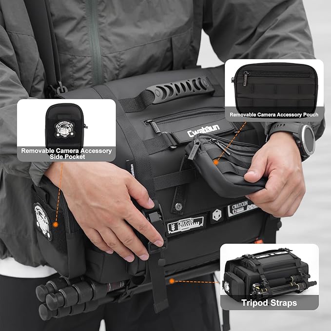 Cwatcun Camera Sling Bag, Waterproof Multifunction Photography Tactica Camera - Image 3