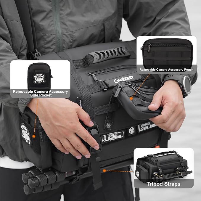Cwatcun Camera Sling Bag, Waterproof Multifunction Photography Tactica Camera - Image 3