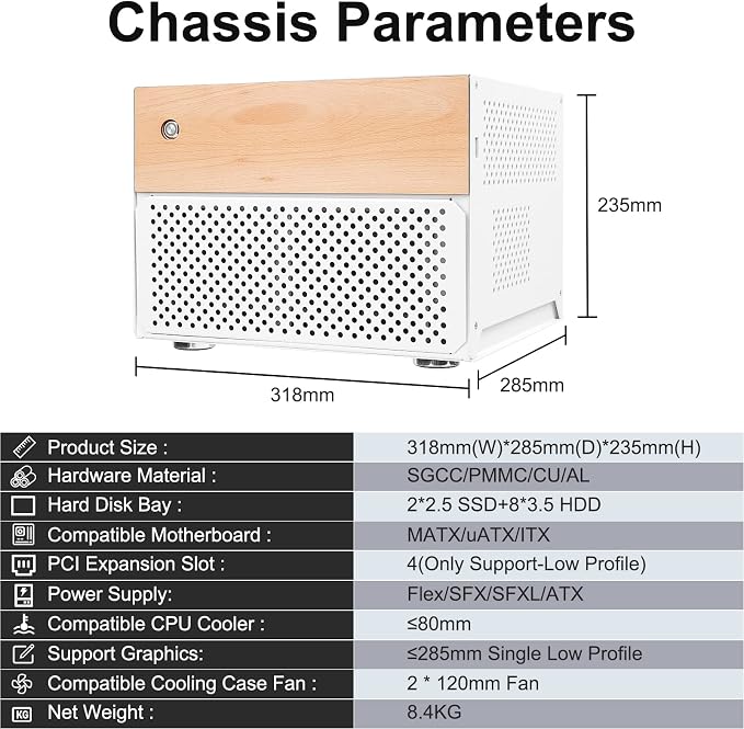 8-Bay NAS Chassis, Computer Network Attached Storage, Support 8 * 3.5" HDD+2 * - Image 5