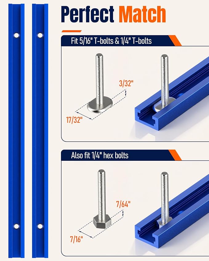 Vibit 2 Pack 12 Inch Aluminum T Track - Image 3