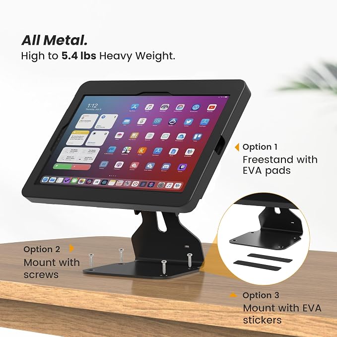 iPad POS Stand for Desk Heavy Metal Flip Lockable Rotate Swivel for iPad 10th - Image 6