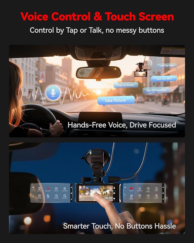 REDTIGER 4K STARVIS 2 Dash Cam Front and Rear, 5GHz WiFi 20MB/s Download - Image 4