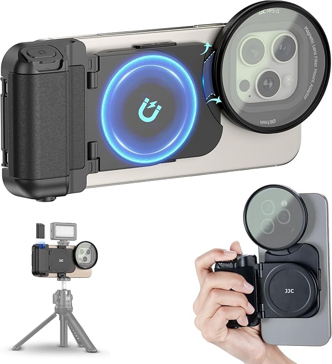 67mm Magnetic Phone Lens Filter Mount + Phone Snap Grip Set by JJC